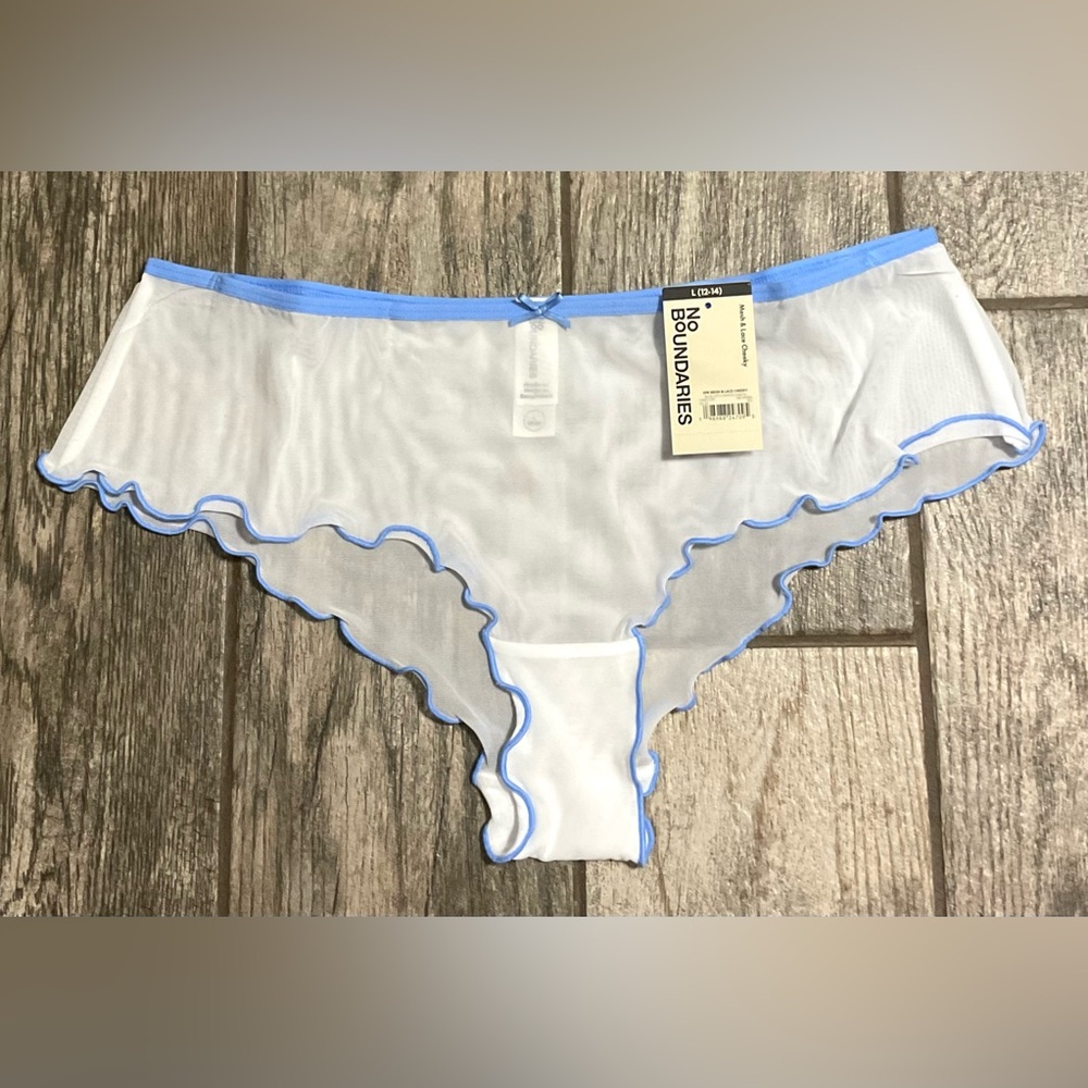 New Nobo, No Boundaries mesh cheeky panties you pick size White with Blue